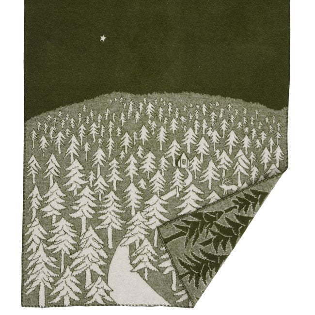 Plaid in lana HOUSE IN THE FOREST 130x180cm Green-0