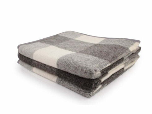 Coperta matrimoniale in lana • PAMELA Check Bordata Grigio