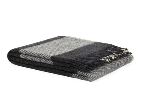 Plaid in lana • LAVAREDO Antracite Frangiato 130x170cm