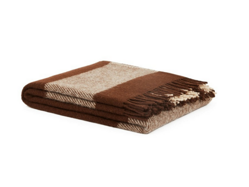 Plaid in lana • LAVAREDO Marrone Frangiato 130x170cm