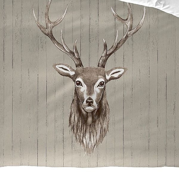 Catherine Lansfield Stag - Set con copripiumino, per letto matrimoniale Super King, motivo cervo