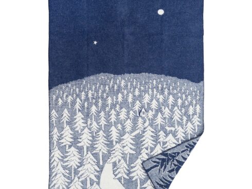 Plaid in lana HOUSE IN THE FOREST Blue 130x180cm
