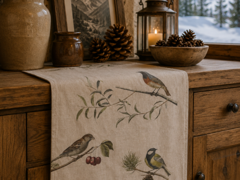 Canovaccio in Puro Lino 100% – UCCELLI